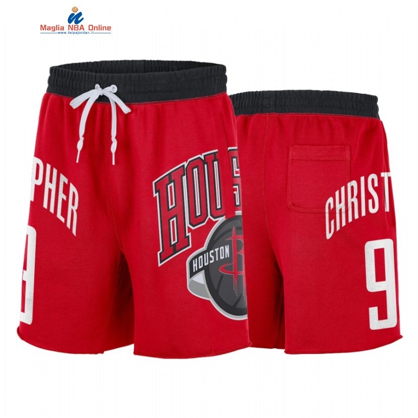 Pantaloni Basket Houston Rockets #9 Josh Christopher Rosso 2022 Acquista