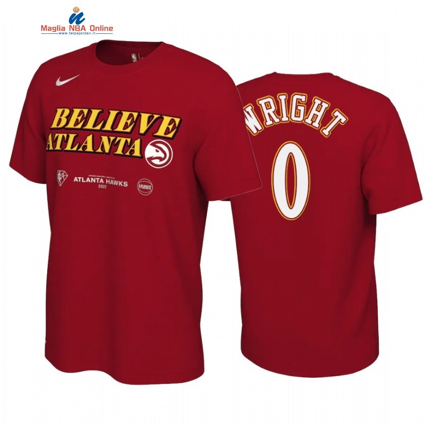 T Shirt NBA Atlanta Hawks #0 Delon Wright Rosso 2022. Acquista