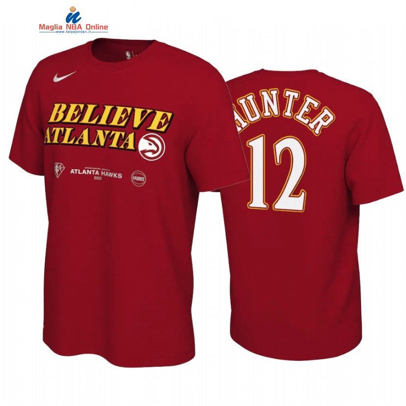 T Shirt NBA Atlanta Hawks #12 De'Andre Hunter Rosso 2022 Acquista