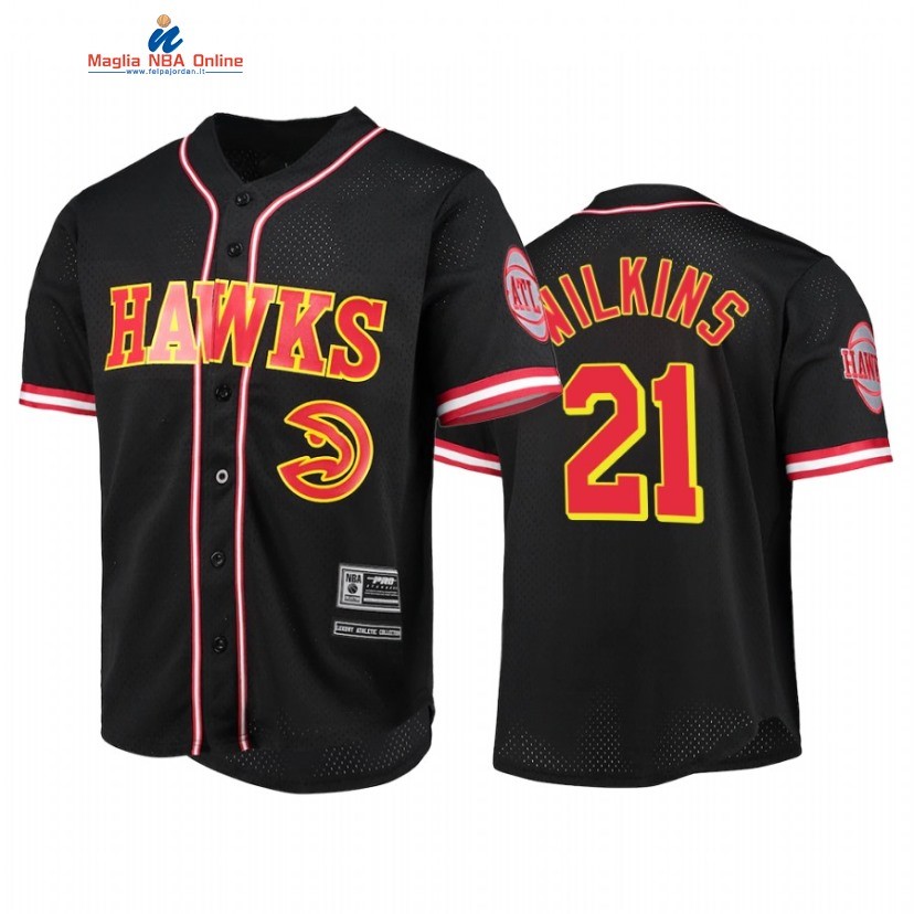 T Shirt NBA Atlanta Hawks #21 Dominique Wilkins Nero 2022 Acquista