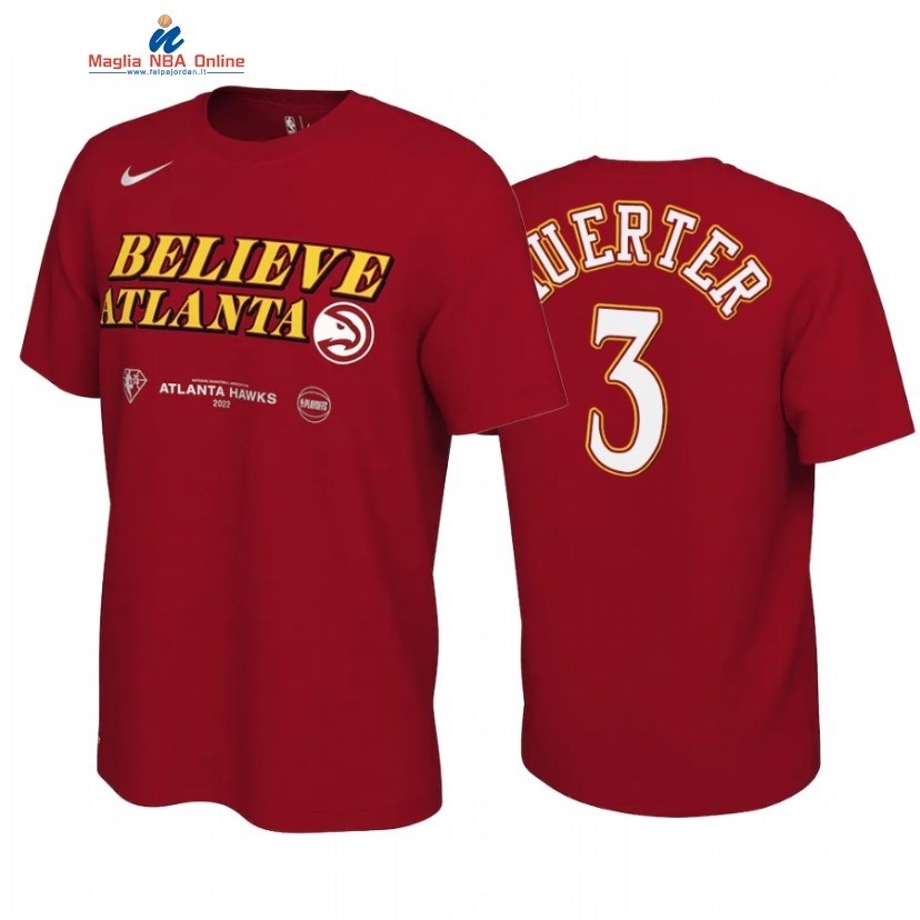 T Shirt NBA Atlanta Hawks #3 Kevin Huerter Rosso 2022. Acquista