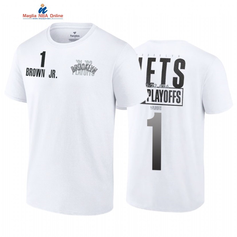 T Shirt NBA Brooklyn Nets #1 Bruce Brown Jr. Bianco 2022 Acquista