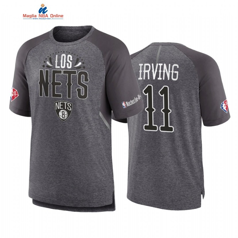 T Shirt NBA Brooklyn Nets #11 Kyrie Irving Grigio 2022 Acquista