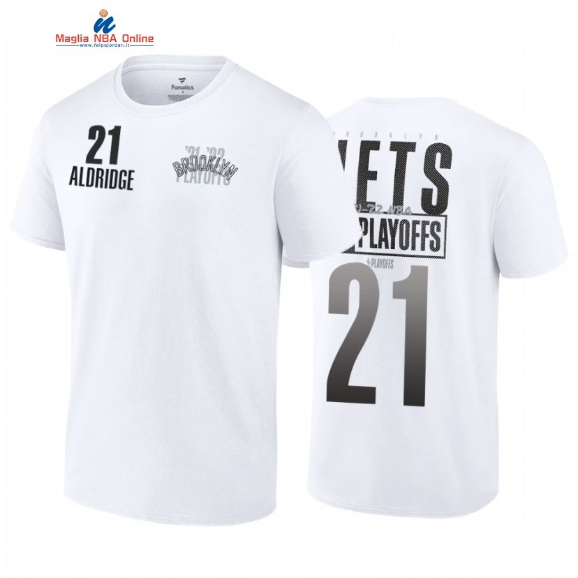 T Shirt NBA Brooklyn Nets #21 LaMarcus Aldridge Bianco 2022 Acquista