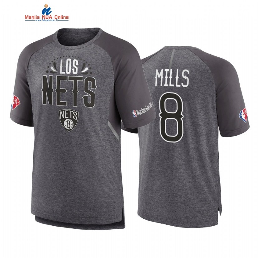 T Shirt NBA Brooklyn Nets #8 Patty Mills Grigio 2022 Acquista