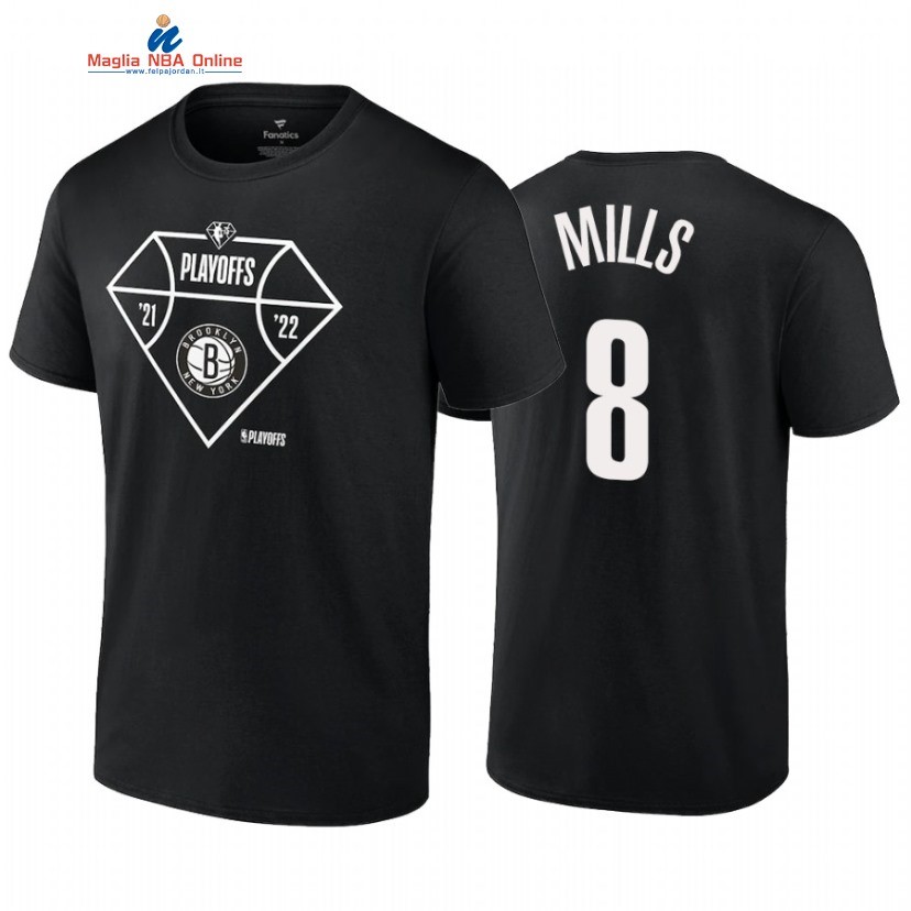 T Shirt NBA Brooklyn Nets #8 Patty Mills Nero 2022 Acquista