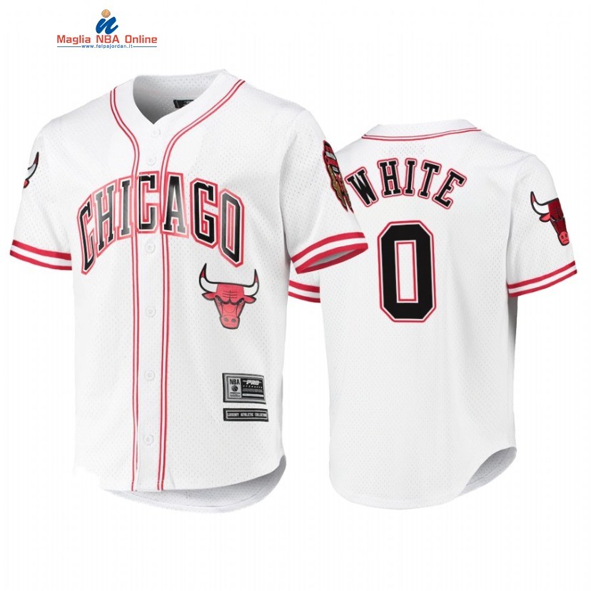 T Shirt NBA Chicago Bulls #0 Coby White Capsule Baseball Bianco 2022 Acquista