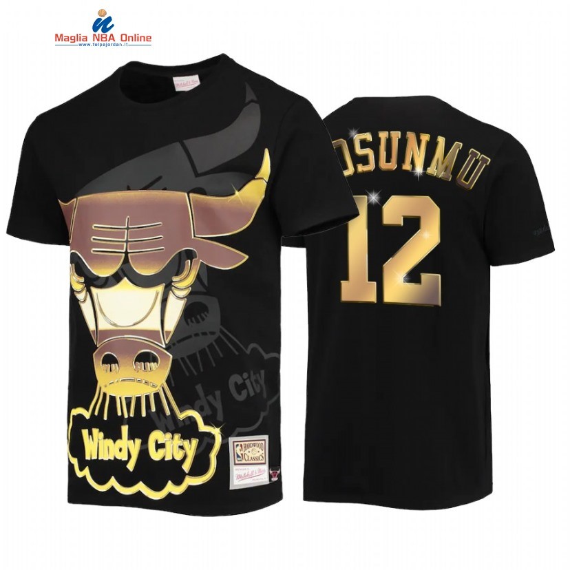 T Shirt NBA Chicago Bulls #12 Ayo Dosunmu Big Face 4.0 Nero Throwback Acquista