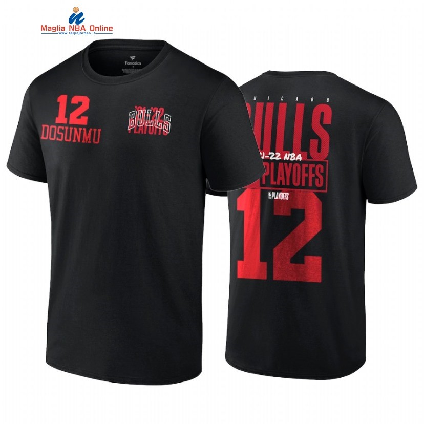 T Shirt NBA Chicago Bulls #12 Ayo Dosunmu Nero 2022 Acquista