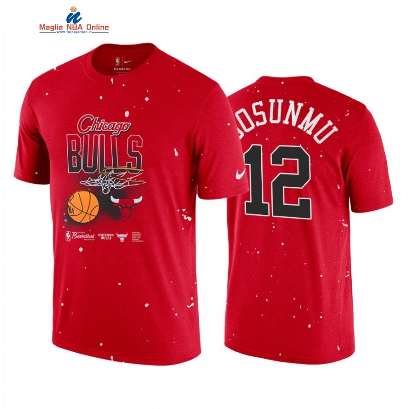 T Shirt NBA Chicago Bulls #12 Ayo Dosunmu Rosso 2022 Acquista