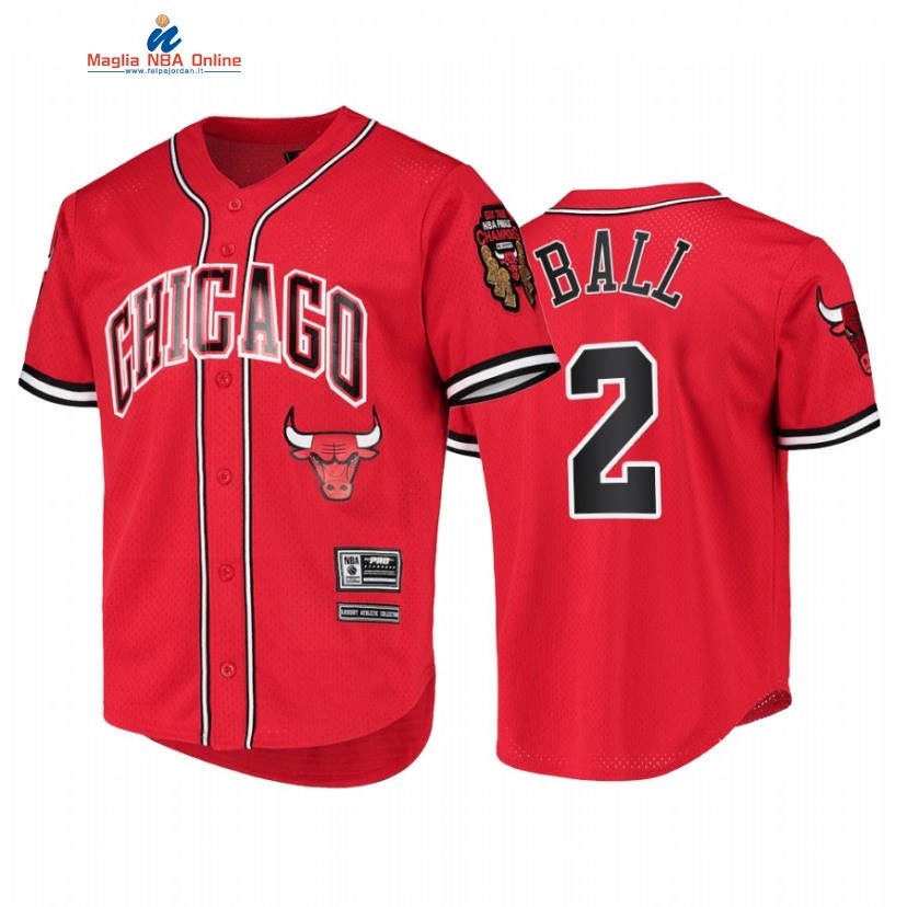 T Shirt NBA Chicago Bulls #2 Lonzo Ball Capsule Baseball Rosso 2022 Acquista