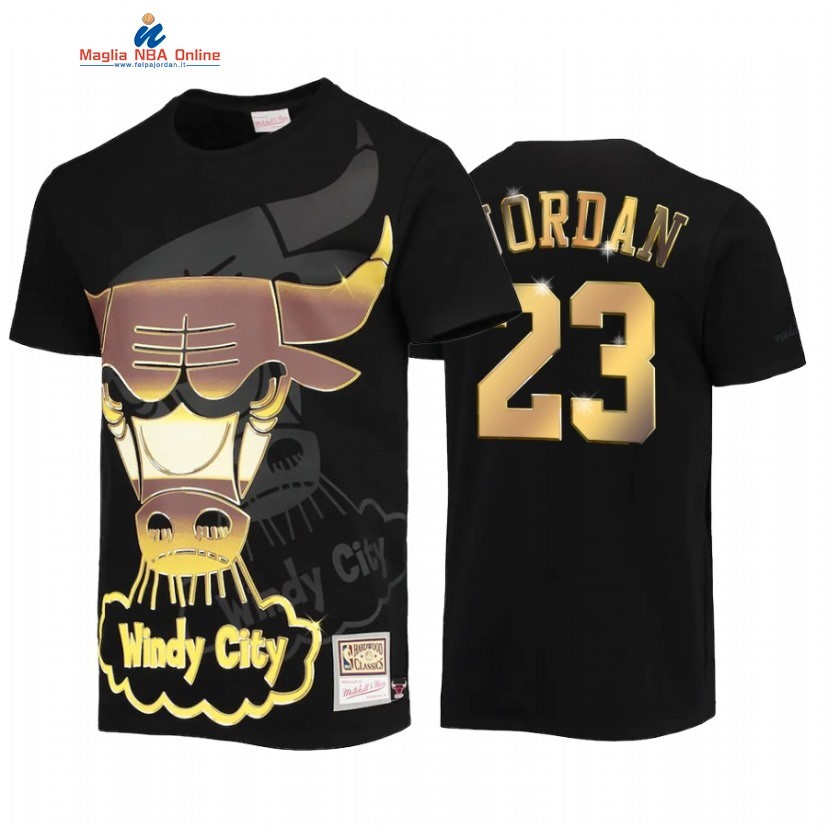 T Shirt NBA Chicago Bulls #23 Michael Jordan Big Face 4.0 Nero Throwback 2022 Acquista