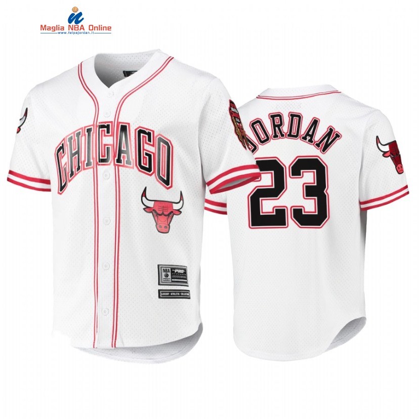 T Shirt NBA Chicago Bulls #23 Michael Jordan Capsule Baseball Bianco 2022 Acquista