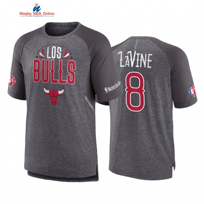 T Shirt NBA Chicago Bulls #8 Zach LaVine Grigio 2022 Acquista