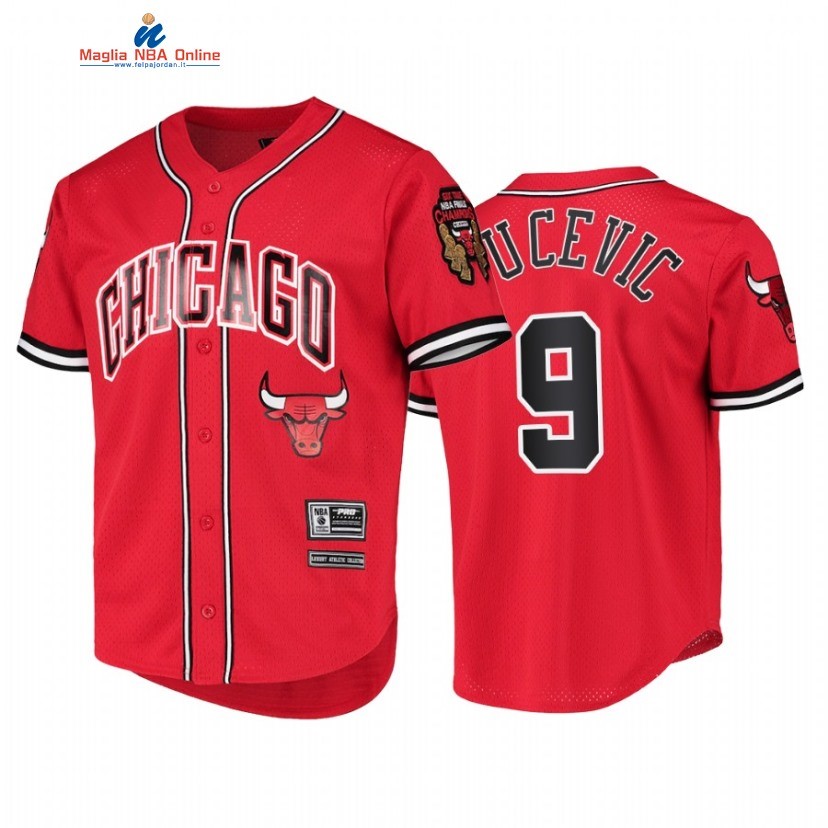 T Shirt NBA Chicago Bulls #9 Nikola Vucevic Capsule Baseball Rosso 2022 Acquista