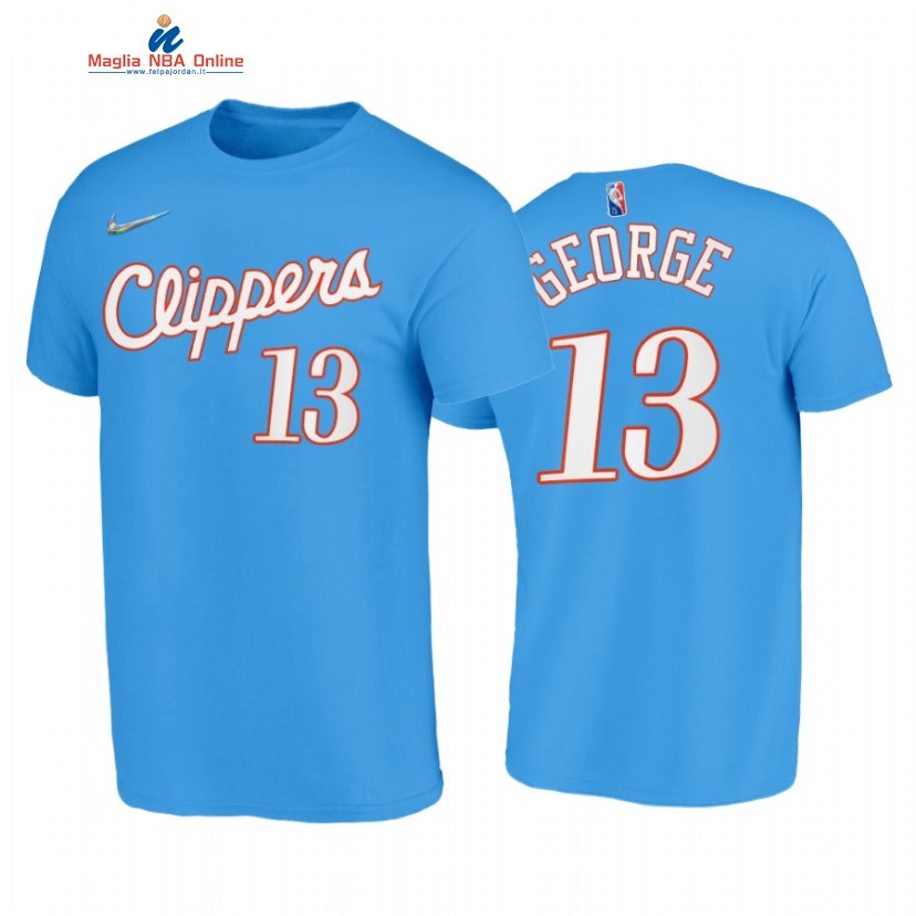 T Shirt NBA Los Angeles Clippers #13 Paul George 75th Blu Città 2021-22 Acquista