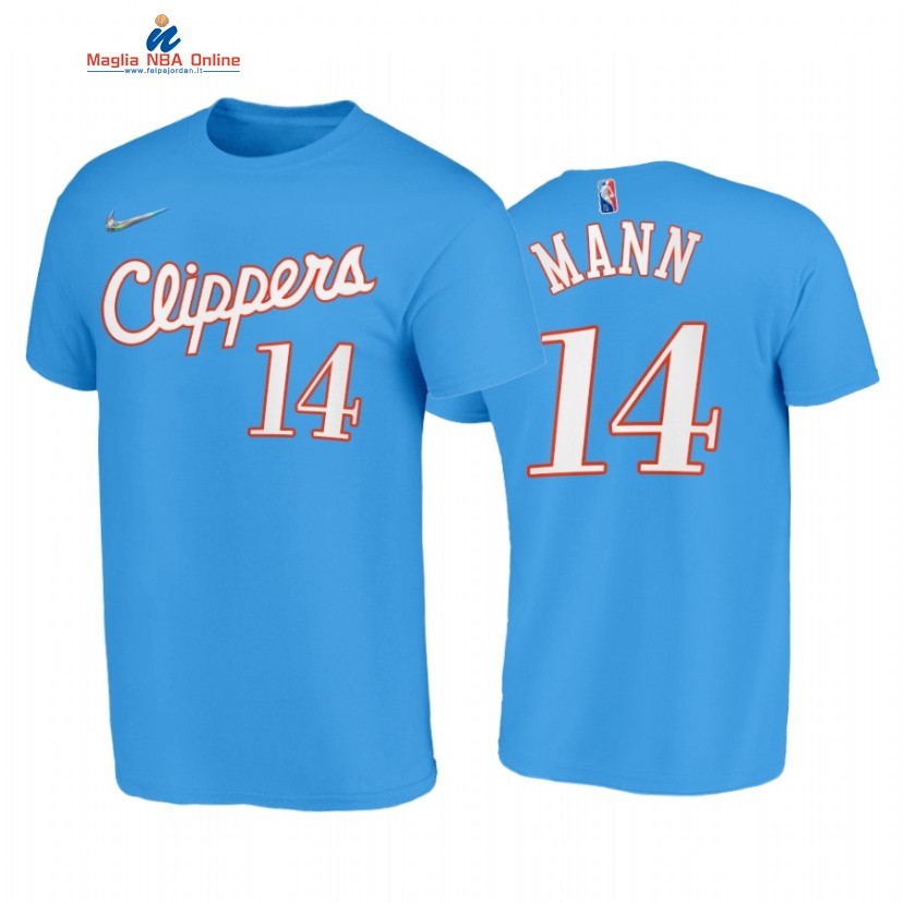 T Shirt NBA Los Angeles Clippers #14 Terance Mann 75th Blu Città 2021-22 Acquista