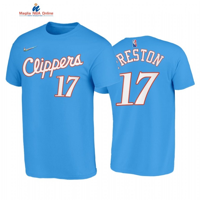 T Shirt NBA Los Angeles Clippers #17 Jason Preston 75th Blu Città 2021-22 Acquista
