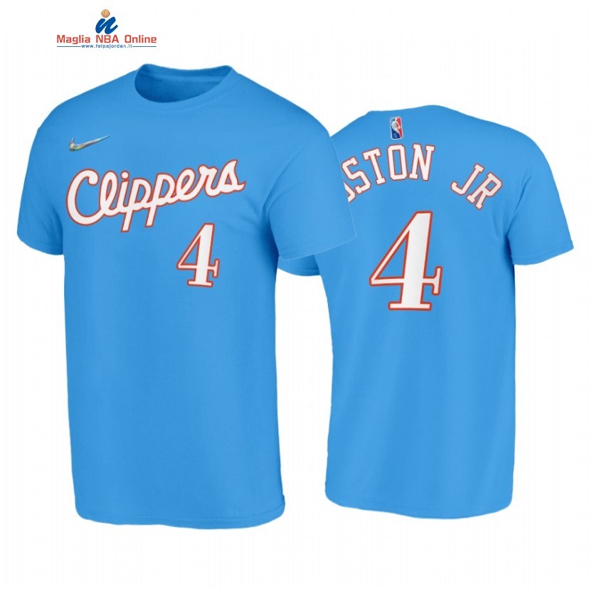 T Shirt NBA Los Angeles Clippers #4 Brandon Boston Jr. 75th Blu Città 2021-22 Acquista