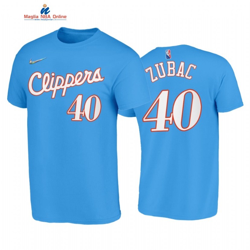 T Shirt NBA Los Angeles Clippers #40 Ivica Zubac 75th Blu Città 2021-22 Acquista