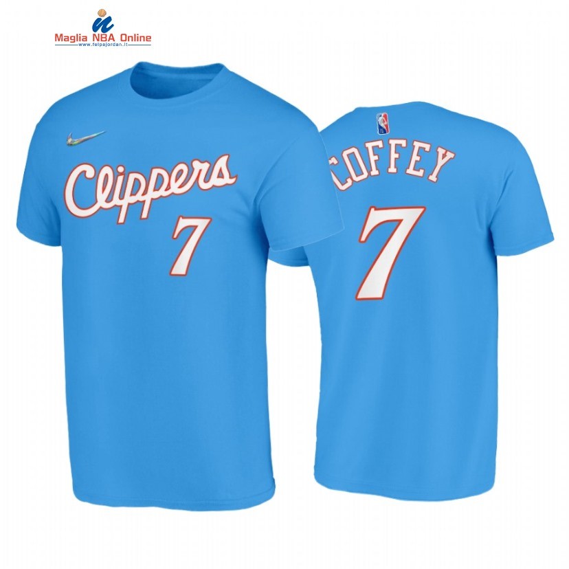 T Shirt NBA Los Angeles Clippers #7 Amir Coffey 75th Blu Città 2021-22 Acquista