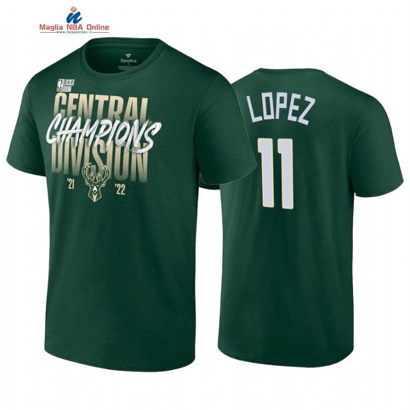 T Shirt NBA Milwaukee Bucks #11 Brook Lopez Verde 2022 Acquista