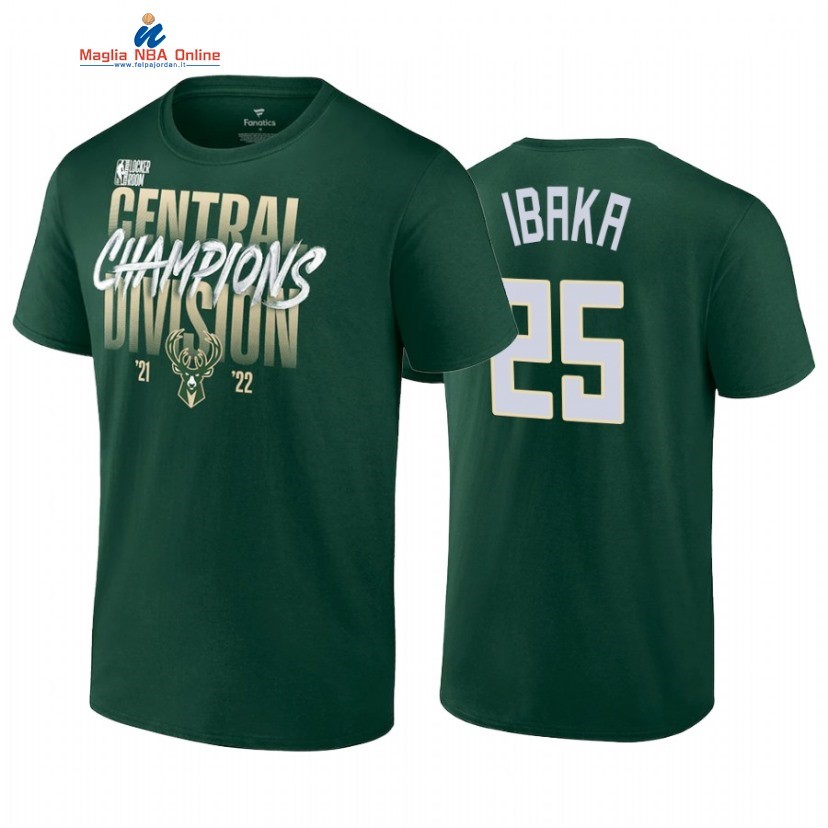 T Shirt NBA Milwaukee Bucks #25 Serge Ibaka Verde 2022 Acquista