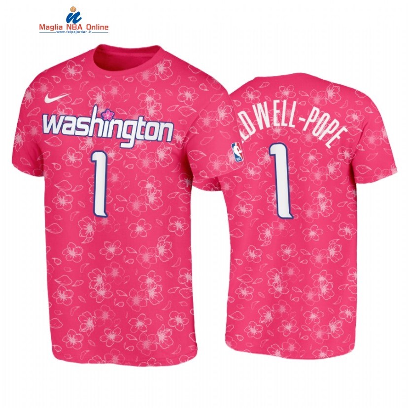 T Shirt NBA Washington Wizards #1 Kentavious Caldwell Pope Rose Città 2022-23 Acquista