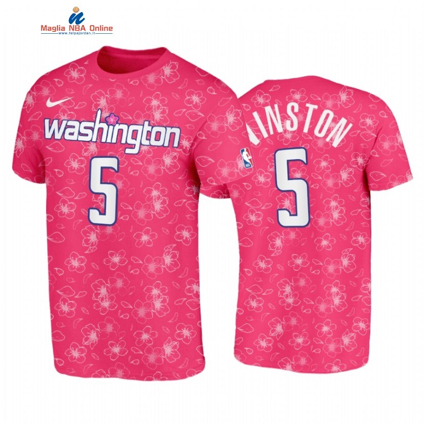 T Shirt NBA Washington Wizards #5 Cassius Winston Rose Città 2022-23 Acquista