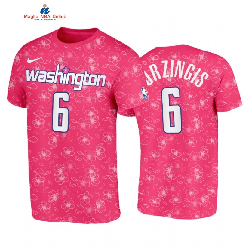 T Shirt NBA Washington Wizards #6 Kristaps Porzingis Rose Città 2022-23 Acquista