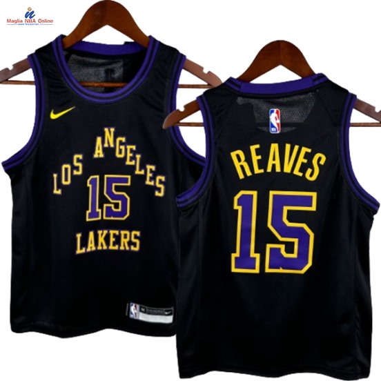 Acquista Maglia NBA Bambino Los Angeles Lakers #15 Austin Reaves Nero Città 2024-25