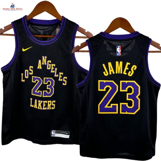 Acquista Maglia NBA Bambino Los Angeles Lakers #23 LeBron James Nero Città 2024-25
