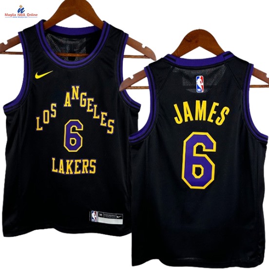 Acquista Maglia NBA Bambino Los Angeles Lakers #6 LeBron James Nero Città 2024-25