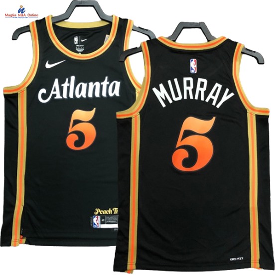 Acquista Maglia NBA Nike Atlanta Hawks #5 Dejounte Murray Nero Città 2023-24