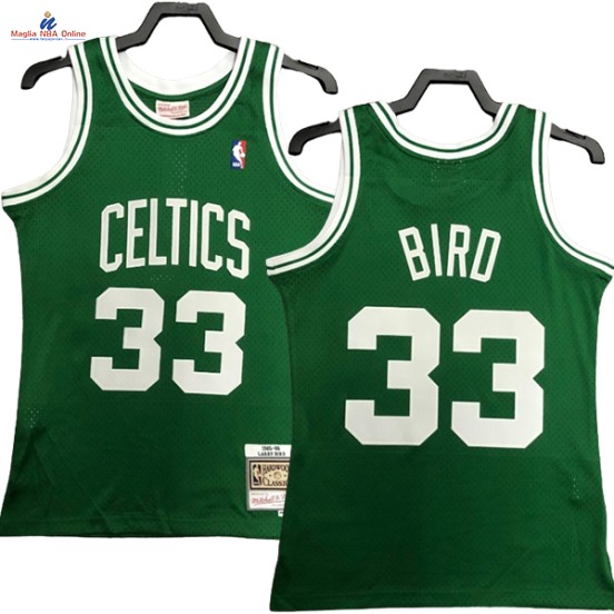 Acquista Maglia NBA Nike Boston Celtics #33 Larry Bird Verde Hardwood Classics 1985-86