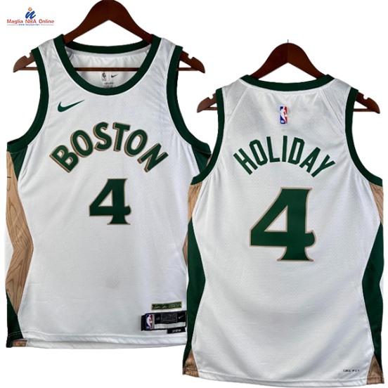 Acquista Maglia NBA Nike Boston Celtics #4 Jrue Holiday Bianco Città 2024-25