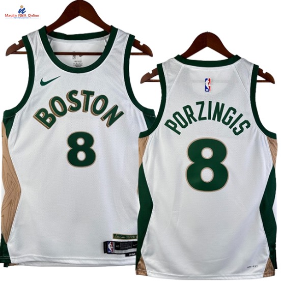 Acquista Maglia NBA Nike Boston Celtics #8 Kristaps Porzingis Bianco Città 2024-25