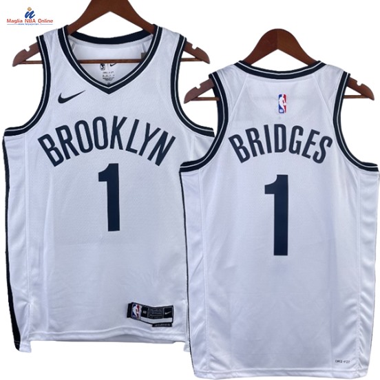 Acquista Maglia NBA Nike Brooklyn Nets #1 Mikal Bridges Bianco Association 2023-24