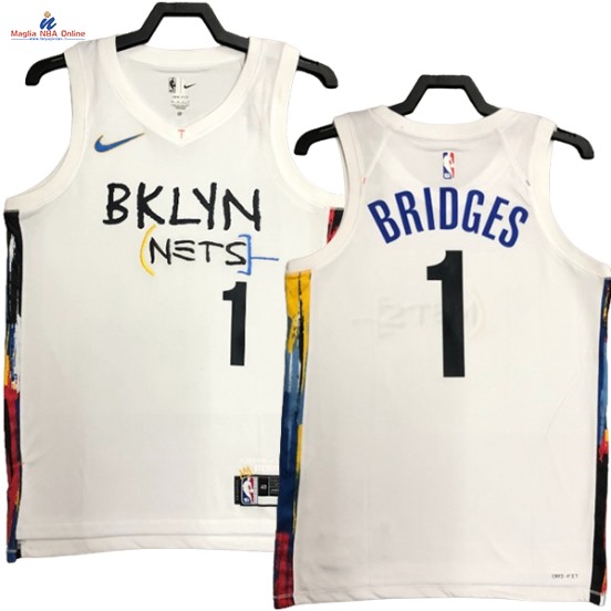 Acquista Maglia NBA Nike Brooklyn Nets #1 Mikal Bridges Bianco Città 2023-24