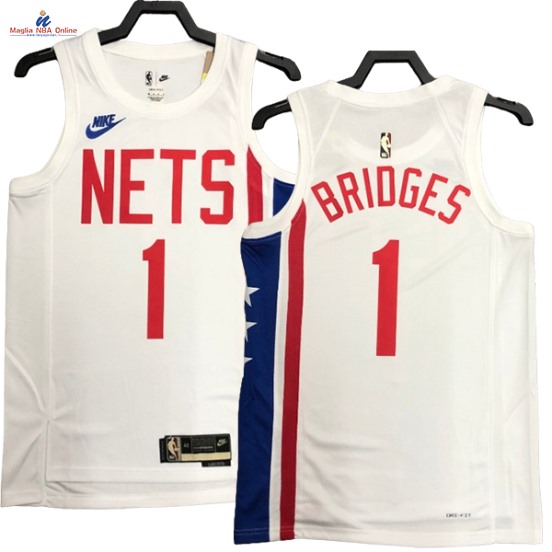 Acquista Maglia NBA Nike Brooklyn Nets #1 Mikal Bridges Bianco Classic 2023-24