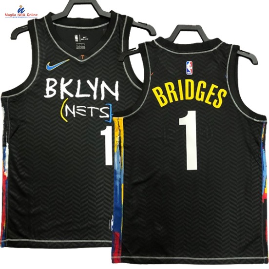 Acquista Maglia NBA Nike Brooklyn Nets #1 Mikal Bridges Nero Città 2023-24