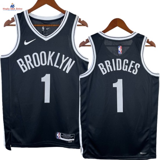 Acquista Maglia NBA Nike Brooklyn Nets #1 Mikal Bridges Nero Icon 2023-24