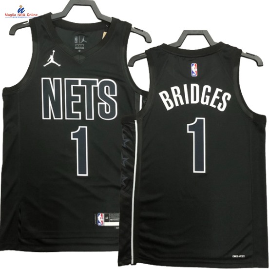 Acquista Maglia NBA Nike Brooklyn Nets #1 Mikal Bridges Nero Statement 2023-24