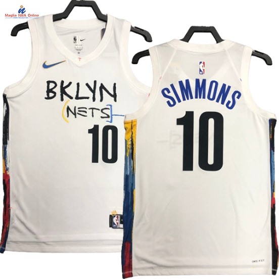 Acquista Maglia NBA Nike Brooklyn Nets #10 Ben Simmons Bianco Città 2023-24