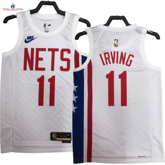 Acquista Maglia NBA Nike Brooklyn Nets #11 Kyrie Irving Bianco Classic 2023-24