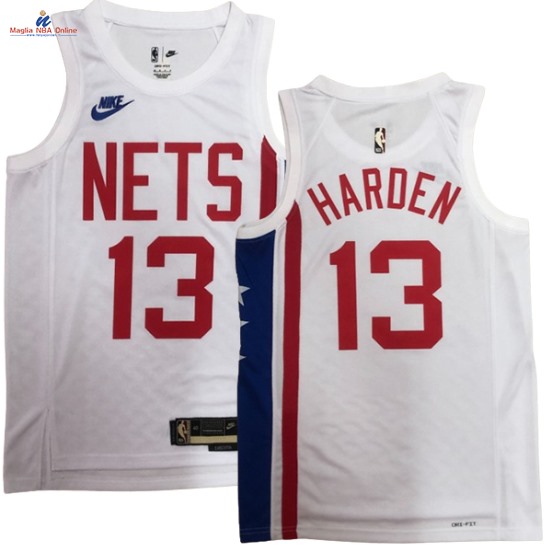 Acquista Maglia NBA Nike Brooklyn Nets #13 James Hardene Bianco Classic 2023-24