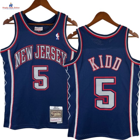 Acquista Maglia NBA Nike Brooklyn Nets #5 Jason Kidd Marino Hardwood Classics 2006-07