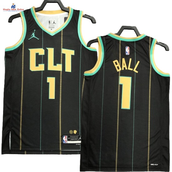 Acquista Maglia NBA Nike Charlotte Hornets #1 Lamelo Ball Nero Città 2023-24