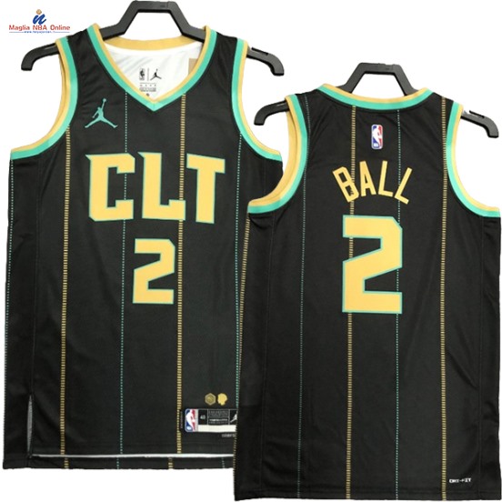 Acquista Maglia NBA Nike Charlotte Hornets #2 Lamelo Ball Nero Città 2023-24