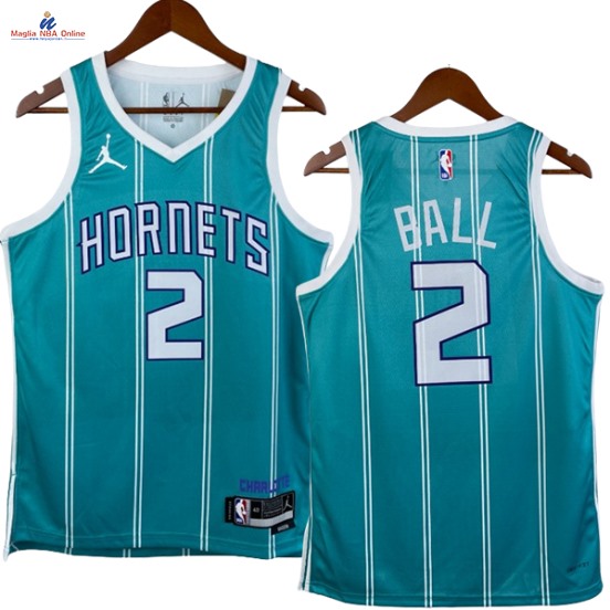 Acquista Maglia NBA Nike Charlotte Hornets #2 Lamelo Ball Verde Icon 2023-24
